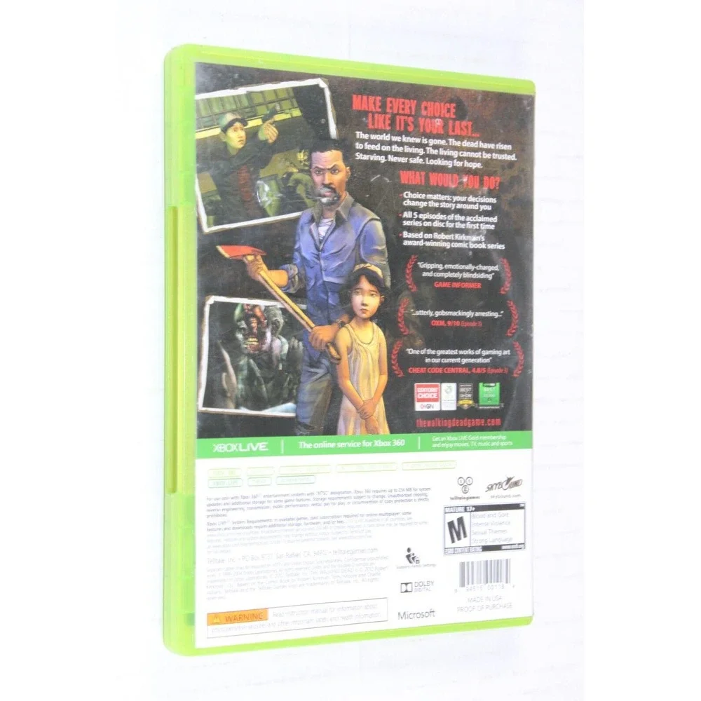 The Walking Dead Telltale (Microsoft Xbox 360) Authentic, Complete, tested